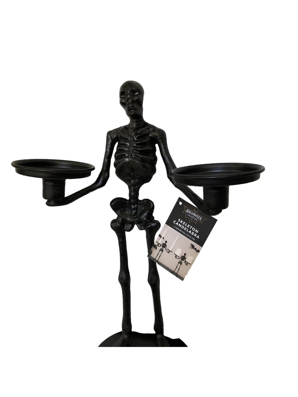 Halloween Skeleton Candelabra Candle Holder - Black